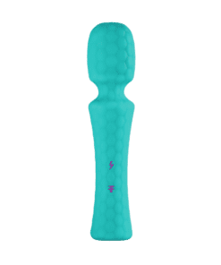 Turquoise FemmeFunn Ultra Wand vibrator by itself