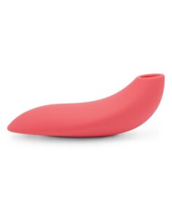 Pink We-Vibe Melt bluetooth and app controlledÂ air pulse and suction vibrator facing up on a white background