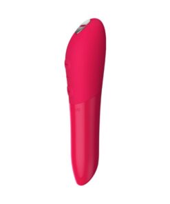 Cherry Red colored We-Vibe Tango X bullet vibrator facing down on a white background