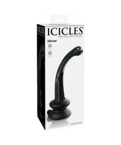 Icicles No. 87 Curved Glass G-Spot Massager w/ Suction Cup - Black