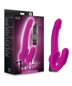 Temptasia Estella 9.5 in. Silicone Strapless Strap-On Dildo with Bullet Vibrator Pink