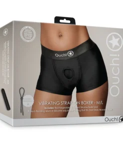 Ouch! Vibrating Strap-on Boxer Black M/L