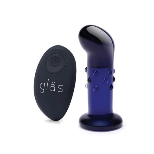 Glas 4" Rechargeable Vibrating Dotted G Spot/P Spot Plug - Blue