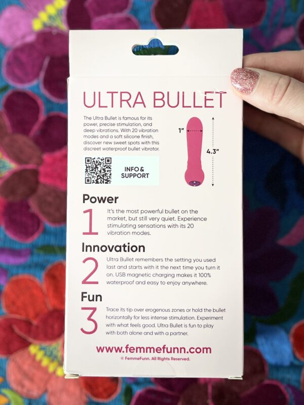 FemmeFunn Ultra Bullet vibrator back of box