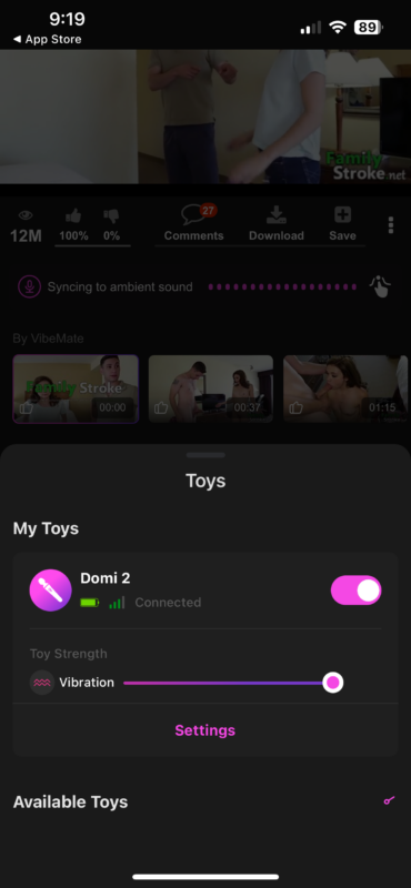 Syncing the Domi 2 to content in the VibeMate app!