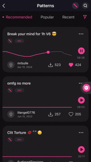 User created patterns on the Lovense App