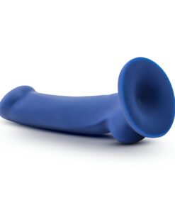 Avant D10 Ergo Mini IndigoÂ platinum siliconeÂ dildo with the suction cup showing