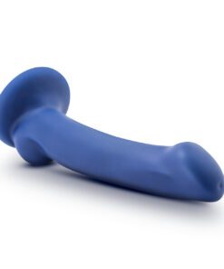 Avant D10 Ergo Mini IndigoÂ platinum siliconeÂ dildo on its side