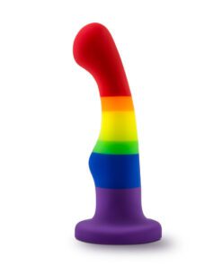 LGBT pride flag colored Avant P1 Pride Freedom platinum silicone gspot and prostate dildo