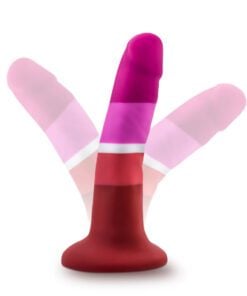 Lesbian flag coloredÂ Avant P3 Pride Beauty platinum silicone dildo with flexible but firm shaft