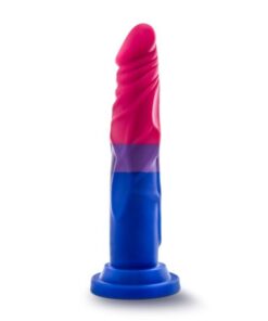 Bisexual pride flag coloredÂ Avant P8 Love platinum silicone dildo side view