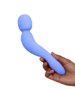 Handing holding Dame Com Wand Vibrator in Periwinkle