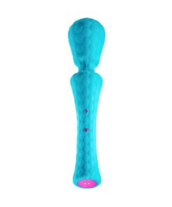 Waterproof turquoise wand vibrator standingÂ 