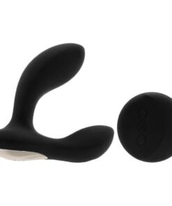 Bottom of black Lelo Hugo prostate vibrator with remote control