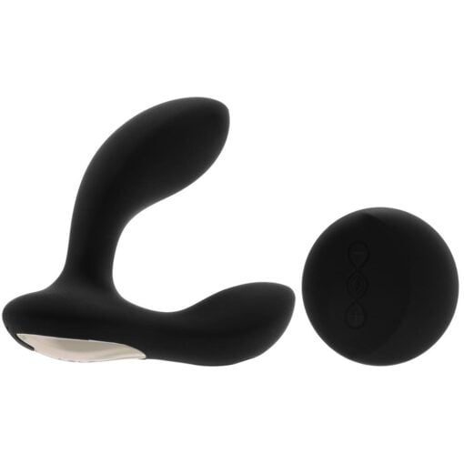 Bottom of black Lelo Hugo prostate vibrator with remote control