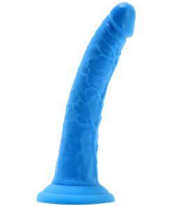 Neo Elite blue dildo in 7.5" width standing up