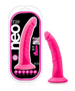 Neon Pink 7.5" Neo Elite dildoÂ  with container