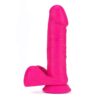 Neo Elite pink dildo in 8" width standing up