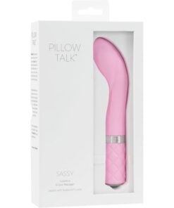 Pink Pillow Talk Sassy g-spot vibrator in a closed box