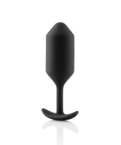 The B-vibe large sized black Snug Plug by itself on a white background