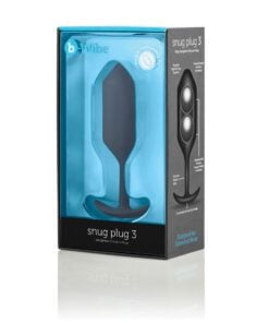 Front of the box for the large Snug Plug butt plug on a white background