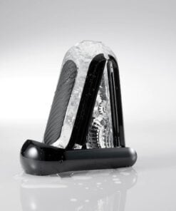 The Tenga Flip Zero Black masturbator on its drying stand